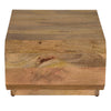 30 Inch Coffee Table, Handcrafted Hollow Cube Shape, Natural Brown Mango Wood By The Urban Port