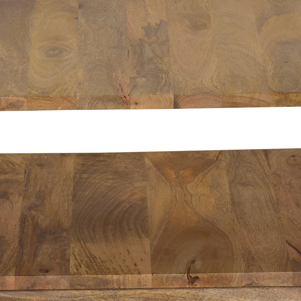 30 Inch Coffee Table, Handcrafted Hollow Cube Shape, Natural Brown Mango Wood By The Urban Port