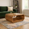 30 Inch Coffee Table, Handcrafted Hollow Cube Shape, Natural Brown Mango Wood By The Urban Port