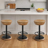 Rustic Charm Swivel Counter Bar Stool 24 Inch Handcrafted, Brown Mango Wood Round Seat, Black Iron Base with Footrest By The Urban Port