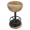 Rustic Charm Swivel Counter Bar Stool 24 Inch Handcrafted, Brown Mango Wood Round Seat, Black Iron Base with Footrest By The Urban Port