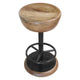 Rustic Charm Swivel Counter Bar Stool 24 Inch Handcrafted, Brown Mango Wood Round Seat, Black Iron Base with Footrest By The Urban Port