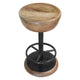 Rustic Charm Swivel Counter Bar Stool 24 Inch Handcrafted Brown Mango Wood Round Seat Black Iron Base with Footrest By The Urban Port