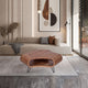 37 Inch Coffee Table, Handcrafted Curved Hexagon Shape with Open Shelf, Natural Brown Acacia Wood, Iron Legs By The Urban Port