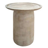 Joana Side End Table Sandblasted Distressed White Mango Wood 17 Inch Round Top By The Urban Port UPT-310274