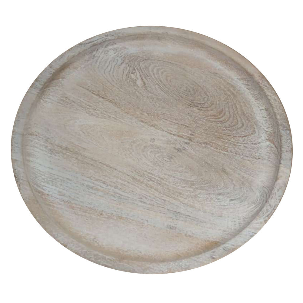 Joana Side End Table Sandblasted Distressed White Mango Wood 17 Inch Round Top By The Urban Port UPT-310274