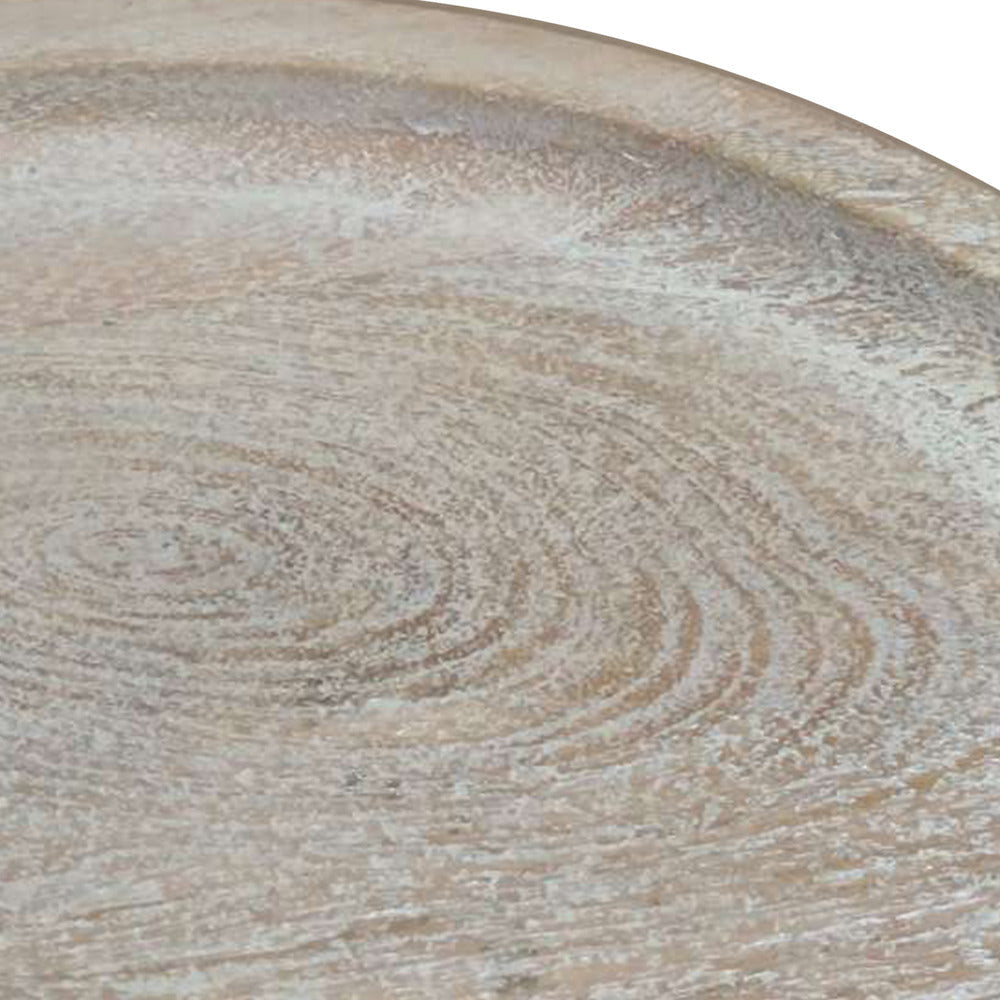 Joana Side End Table Sandblasted Distressed White Mango Wood 17 Inch Round Top By The Urban Port UPT-310274
