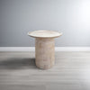Joana Side End Table Sandblasted Distressed White Mango Wood 17 Inch Round Top By The Urban Port UPT-310274