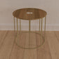 19 Inch Side End Table, O Round Shape Natural Mango Wood Top, Brass Powder Coated Open Frame  By The Urban Port