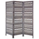 Karma 3 Panel Folding Room Divider Screen Antique Gray Mango Wood Inticate Cut out Geometric Design UPT-310988