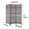 Karma 3 Panel Folding Room Divider Screen Antique Gray Mango Wood Inticate Cut out Geometric Design UPT-310988