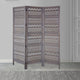 Karma 3 Panel Folding Room Divider Screen Antique Gray Mango Wood Inticate Cut out Geometric Design UPT-310988