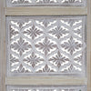 Taj 4 Panel Folding Room Divider Screen, Antique White Mango Wood, Floral Carved Design