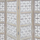 Taj 4 Panel Folding Room Divider Screen Antique White Mango Wood Floral Carved Design UPT-310989