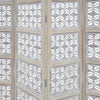 Taj 4 Panel Folding Room Divider Screen Antique White Mango Wood Floral Carved Design UPT-310989