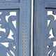 Jumbo 4 Panel Folding Room Divider Screen, Antique Blue Mango Wood, Elephant Motif Carved Design By The Urban Port