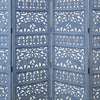 Jumbo 4 Panel Folding Room Divider Screen, Antique Blue Mango Wood, Elephant Motif Carved Design By The Urban Port