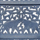 Jumbo 4 Panel Folding Room Divider Screen, Antique Blue Mango Wood, Elephant Motif Carved Design By The Urban Port