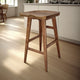 Tisa 29 Inch Backless Barstool, Handcrafted Saddle Seat in Natural Brown Acacia Wood By The Urban Port