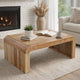 Cascade 36 Inch Coffee Table, Handcrafted Natural Acacia Wood, Rectangular Curved Waterfall Top By The Urban Port