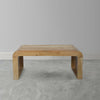 Cascade 36 Inch Coffee Table, Handcrafted Natural Acacia Wood, Rectangular Curved Waterfall Top By The Urban Port