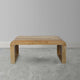 Cascade 36 Inch Coffee Table, Handcrafted Natural Acacia Wood, Rectangular Curved Waterfall Top By The Urban Port