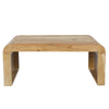 Cascade 36 Inch Coffee Table, Handcrafted Natural Acacia Wood, Rectangular Curved Waterfall Top By The Urban Port