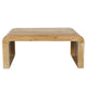Cascade 36 Inch Coffee Table, Handcrafted Natural Acacia Wood, Rectangular Curved Waterfall Top By The Urban Port