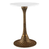 Tyler 20.5 Inch Accent Side Table, Round White Marble Top, Antique Brass Hammered Pedestal Base By The Urban Port