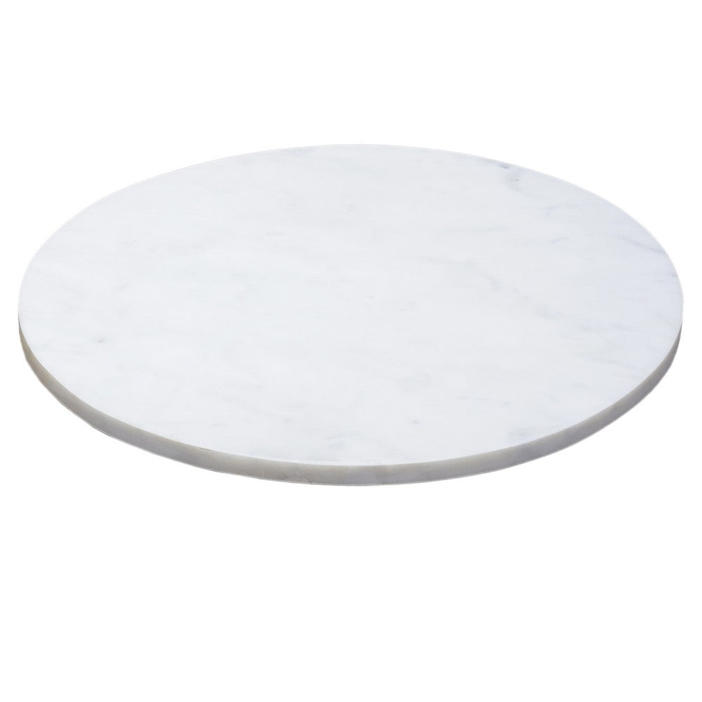 Tyler 20.5 Inch Accent Side Table, Round White Marble Top, Antique Brass Hammered Pedestal Base By The Urban Port