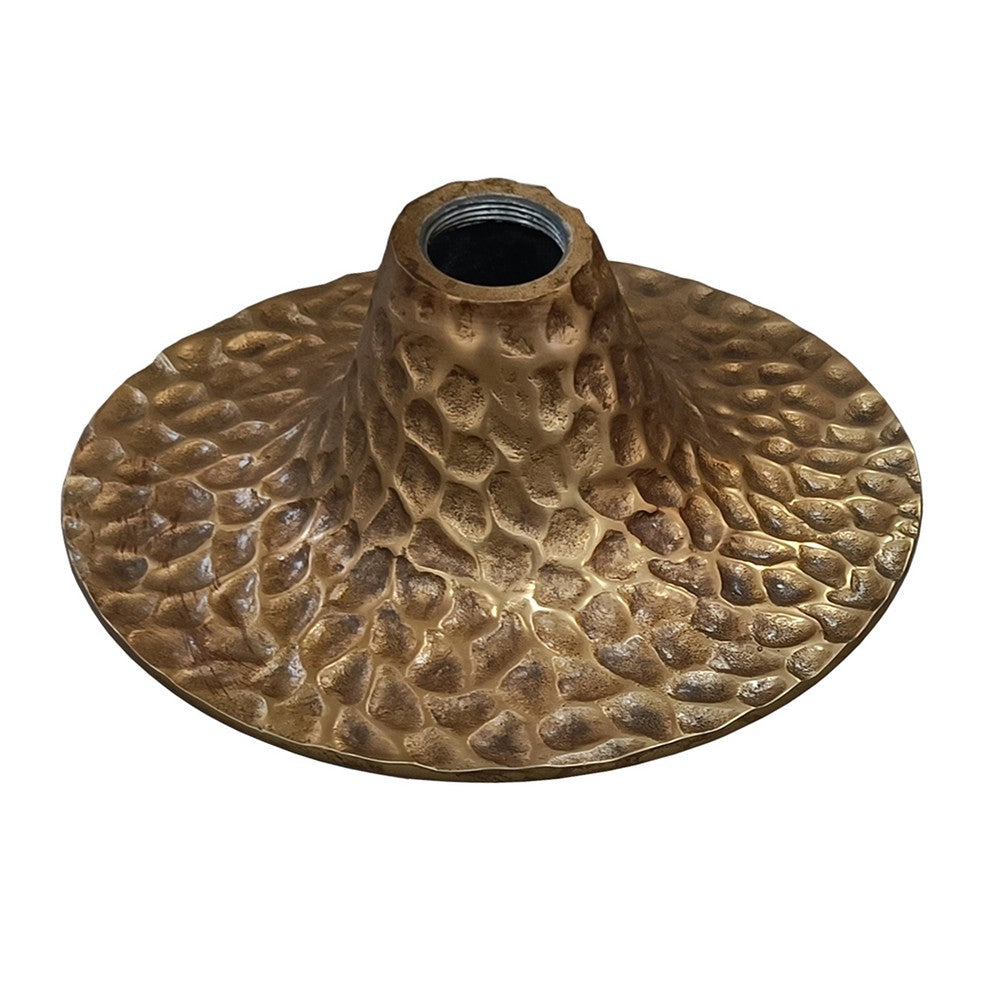 Tyler 20.5 Inch Accent Side Table, Round White Marble Top, Antique Brass Hammered Pedestal Base By The Urban Port