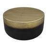 Dyan Coffee Table 34.5 Inch Round Drum Shape Black Gold Antique Brass Ombre By The Urban Port UPT-315642