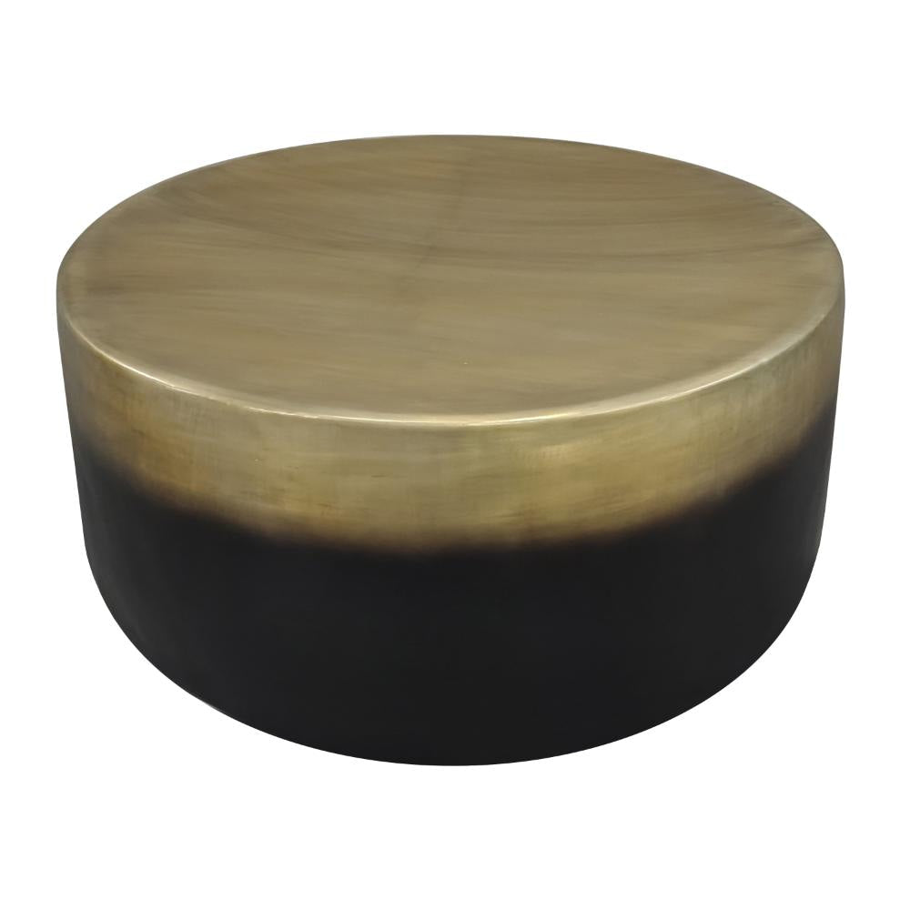 Dyan Coffee Table 34.5 Inch Round Drum Shape Black Gold Antique Brass Ombre By The Urban Port UPT-315642