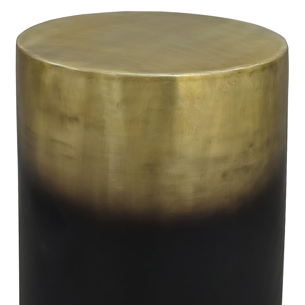Dyan 20 Inch Side End Table Round Drum Shape Black Gold Antique Brass Ombre By The Urban Port UPT-315643