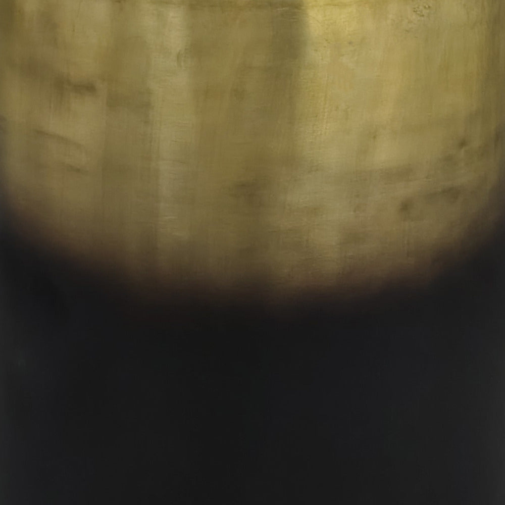 Dyan 20 Inch Side End Table Round Drum Shape Black Gold Antique Brass Ombre By The Urban Port UPT-315643