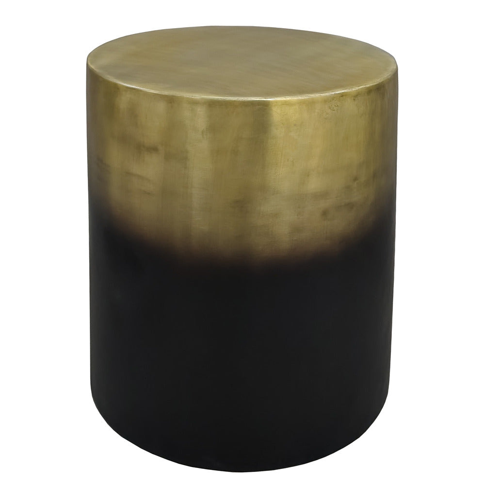 Dyan 20 Inch Side End Table Round Drum Shape Black Gold Antique Brass Ombre By The Urban Port UPT-315643
