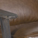 Amber Accent Chair Handcrafted Slatted Mango Wood Brown Buffalo Leather Cushions Angled Legs - The Urban Port UPT-315762