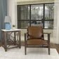 Amber Accent Chair Handcrafted Slatted Mango Wood Brown Buffalo Leather Cushions Angled Legs - The Urban Port UPT-315762