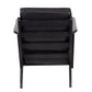 Amber Accent Chair Handcrafted Slatted Mango Wood Black Buffalo Leather Cushions Angled Legs - The Urban Port UPT-315763