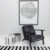 Amber Accent Chair Handcrafted Slatted Mango Wood Black Buffalo Leather Cushions Angled Legs - The Urban Port UPT-315763