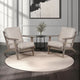 Amber Accent Chair, Handcrafted Washed Ash Gray Mango Wood, Beige Fabric Cushions, Angled Legs