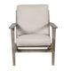 Amber Accent Chair Handcrafted Washed Ash Gray Mango Wood Beige Fabric Cushions Angled Legs UPT-315764