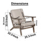 Amber Accent Chair Handcrafted Washed Ash Gray Mango Wood Beige Fabric Cushions Angled Legs UPT-315764