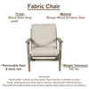 Amber Accent Chair Handcrafted Washed Ash Gray Mango Wood Beige Fabric Cushions Angled Legs UPT-315764