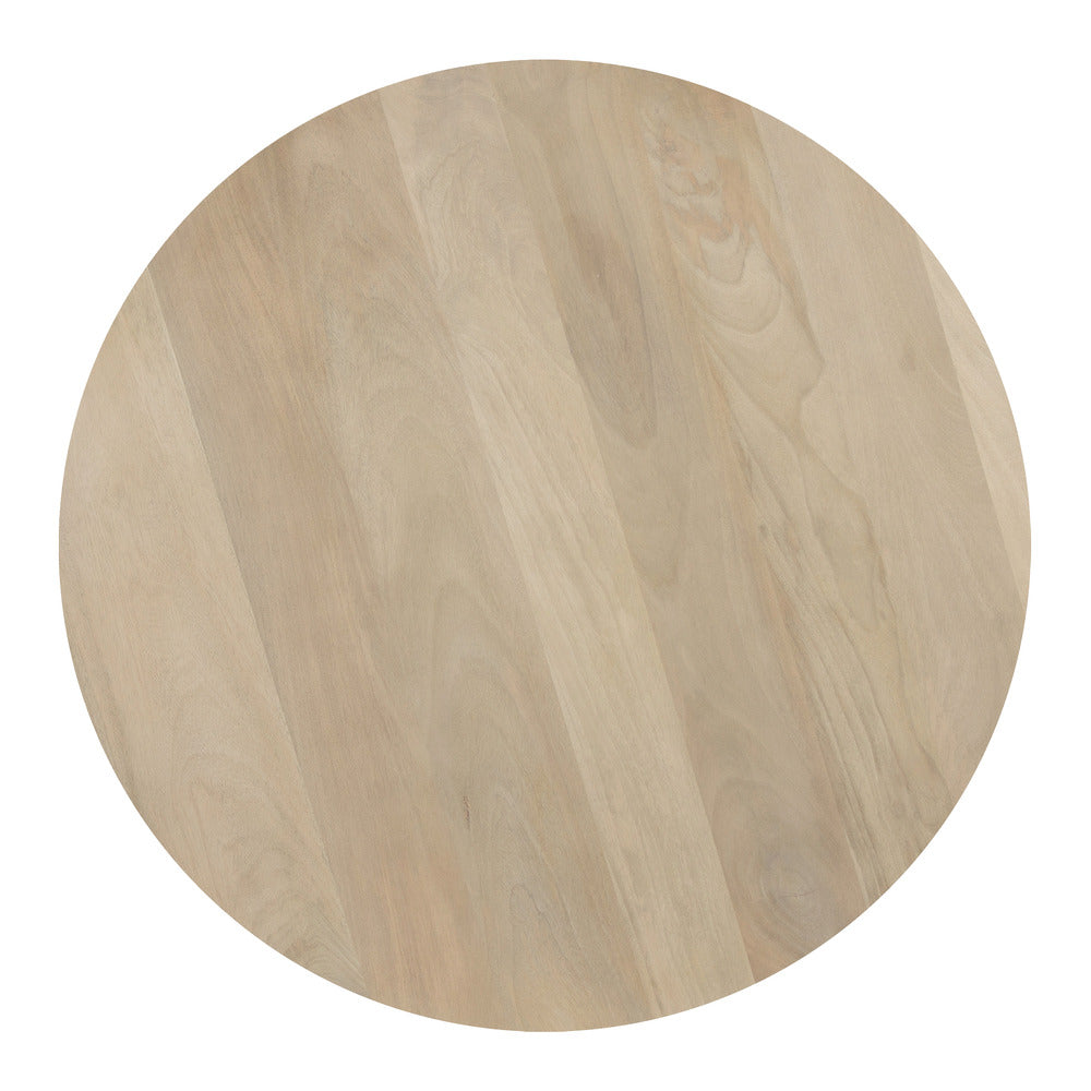 Hazel Coffee Table with 3 Pillar Legs 35.5 Inch Round Top Natural Brown Mango Wood By The Urban Port UPT-315765