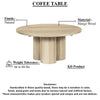 Hazel Coffee Table with 3 Pillar Legs 35.5 Inch Round Top Natural Brown Mango Wood By The Urban Port UPT-315765
