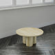 Hazel Coffee Table with 3 Pillar Legs 35.5 Inch Round Top Natural Brown Mango Wood By The Urban Port UPT-315765