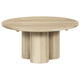 Hazel Coffee Table with 3 Pillar Legs 35.5 Inch Round Top Natural Brown Mango Wood By The Urban Port UPT-315765