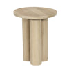 Hazel Side Table with 3 Pillar Legs Handcrafted Natural Brown Mango Wood 17.7 Inch Round Top By The Urban Port