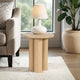 Hazel Side Table with 3 Pillar Legs Handcrafted Natural Brown Mango Wood 17.7 Inch Round Top By The Urban Port